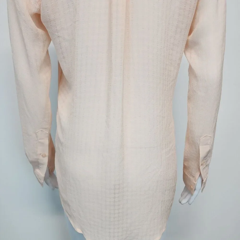 Adriano Goldschmied Womens Career Blouse Size XS Pink Sheer Collared Lightweight